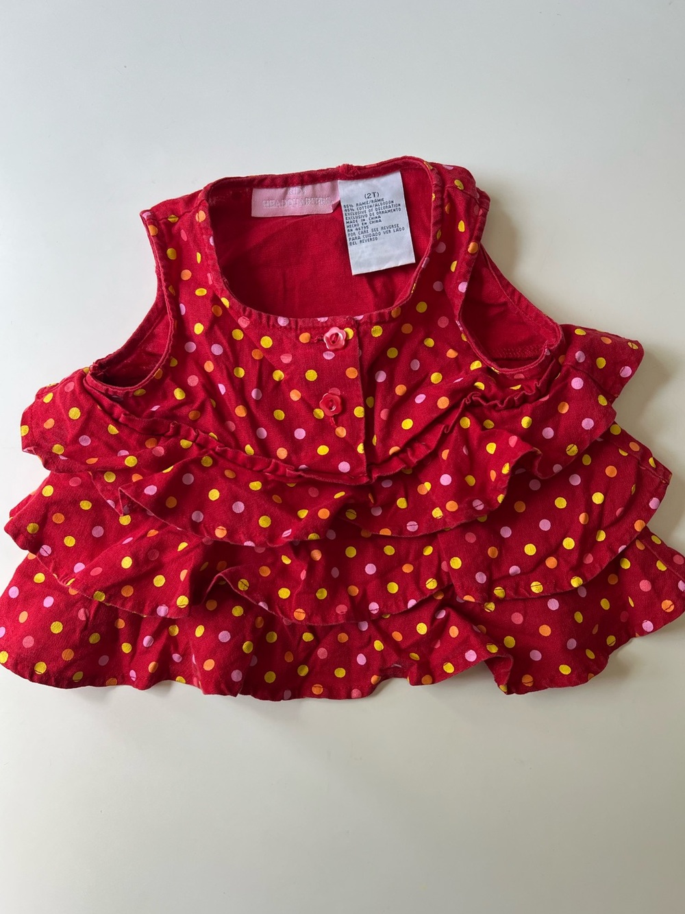 Vintage Kids Headquarters 2T Polka Dot Tiered Ruffle Top